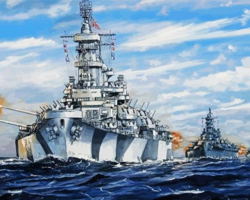 Warship In The Sea paint by number