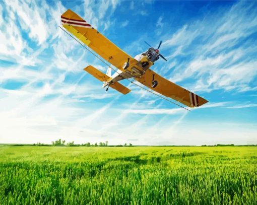 Yellow Crop Duster Plane paint by number