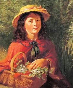 Young Girl And Flowers Basket paint by number