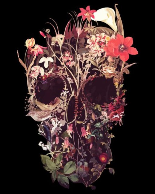 Aesthetic Bloom Skull paint by number