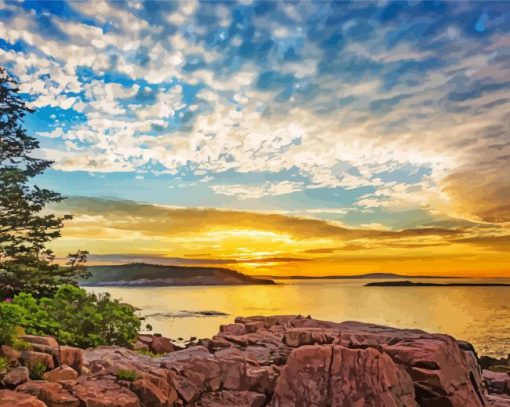 Bar Harbor Acadia National Park paint by number