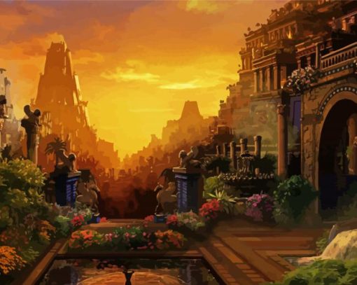Beautiful Hanging Gardens Of Babylon paint by numbers