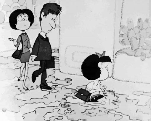 Black And White Mafalda Cartoon paint by number