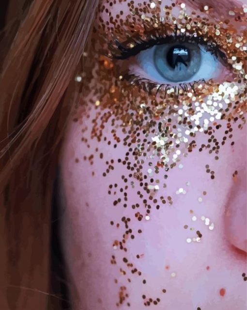 Close Up Girl With Glitter paint by number