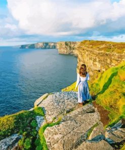 Girl In Cliff Of Moher paint by number