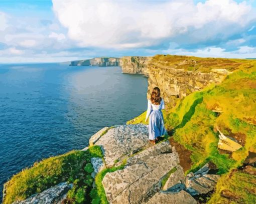 Girl In Cliff Of Moher paint by number
