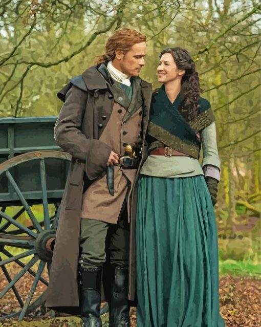 Romantic Claire Fraser And Jamie Fraser Outlander paint by number