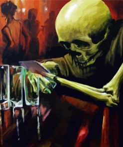 Sad Skeleton At Bar paint by number