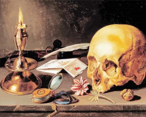 Still Life With A Skull And A Writing Quill paint by number