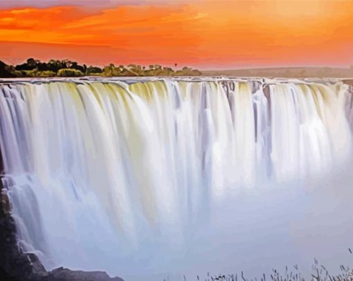 Victoria Falls At Sunset Zimbabwe paint by number