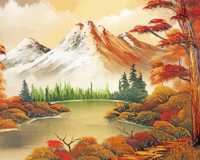 Vintage Autumn Mountain paint by number