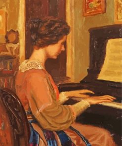 Vintage Lady Playing Piano paint by number