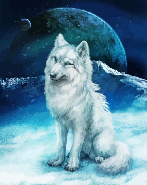 White Moon Wolf paint by number
