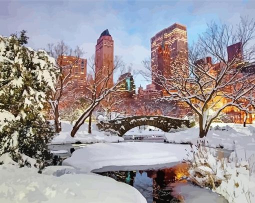 Wintery Scene New York paint by number
