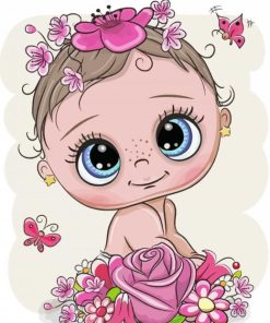 Baby With Flowers paint by number