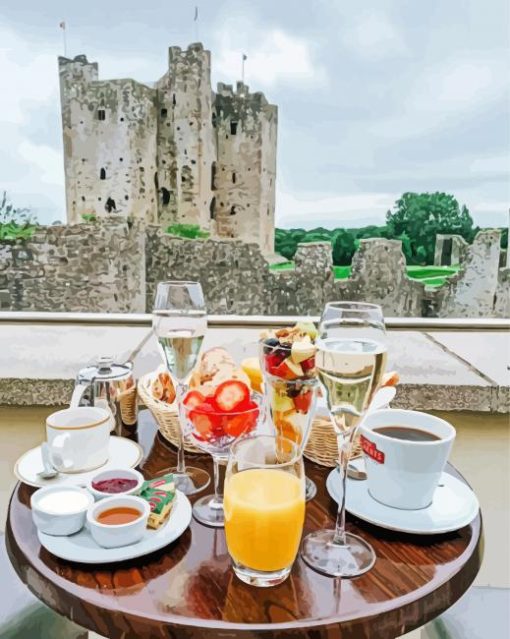Breakfast With Trim Castle View paint by number