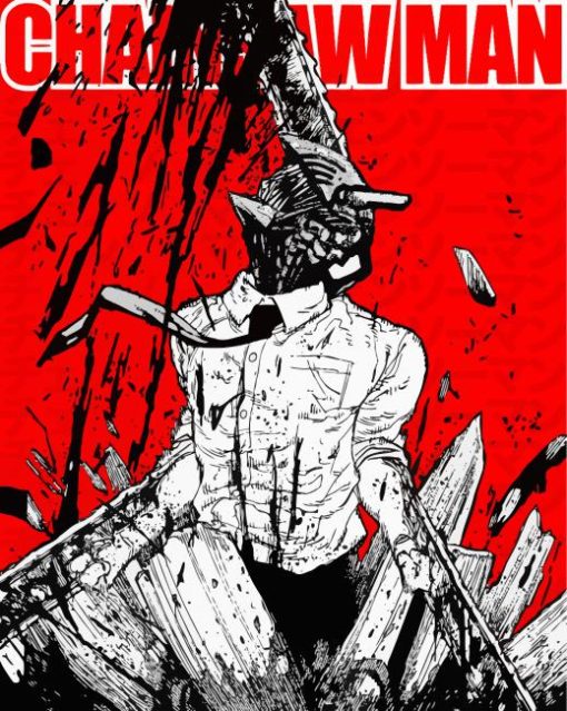 Chainsaw Man Manga Serie Poster paint by number