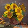 Sunflowers Basket On Table paint by number
