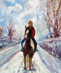 Abstract Riding Horse In Snow paint by number
