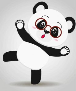 Adorable Panda With Glasses paint by number