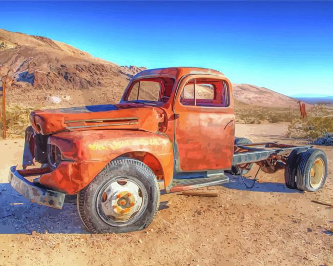 Aesthetic Truck In Desert paint by number