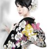 Asian Lady Wearing Kimono paint by number