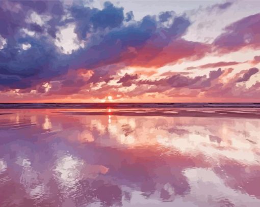 Cloudy Cornish Sunset paint by number