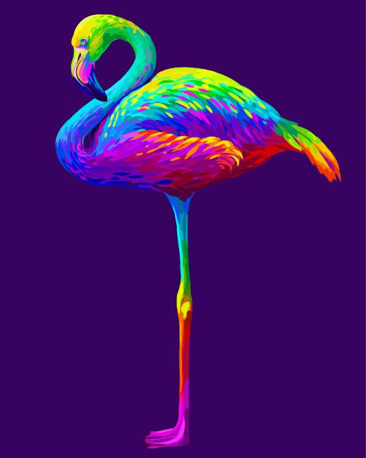 Colorful Abstract Flamingo paint by number