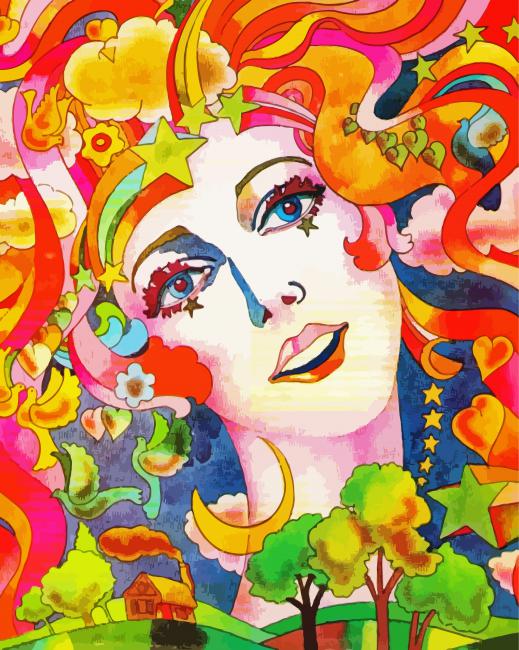Colorful Lady Peter Max paint by number