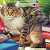 Cute Cat With Book paint by number