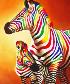 Cute Colorful Zebras paint by number