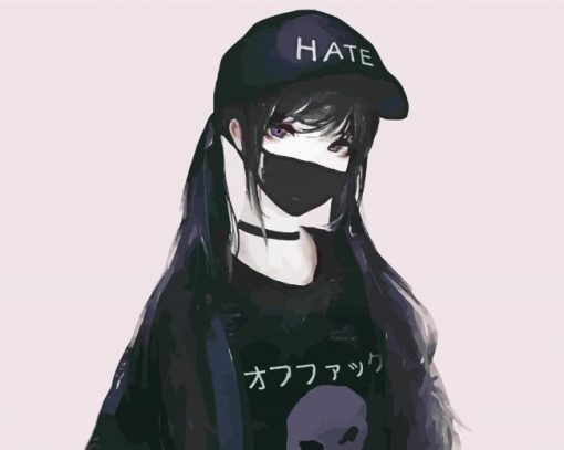 Girl Anime With Mask paint by number