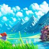 Mountains Anime Landscape paint by number