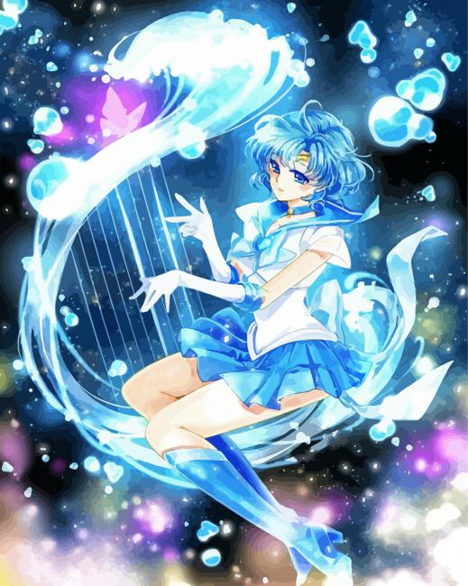 Sailor Mercury Anime Character paint by number