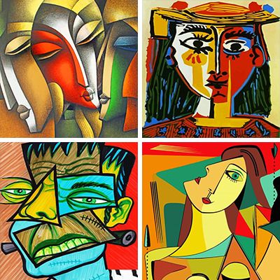 abstract faces painting by numbers