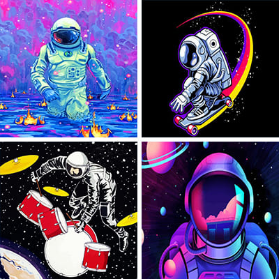 Astronauts painting by numbers