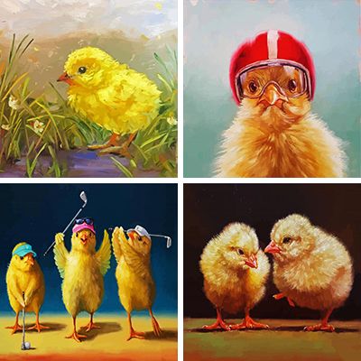 Chicks painting by numbers