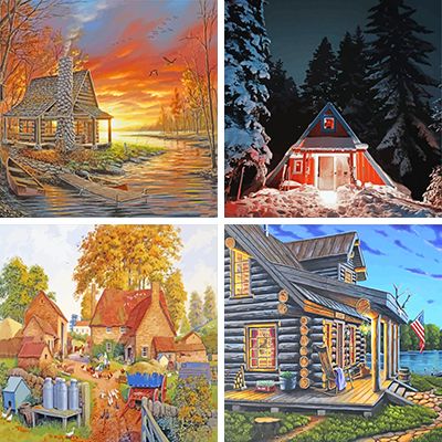 Cottages painting by numbers