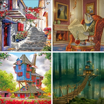 Houses painting by numbers