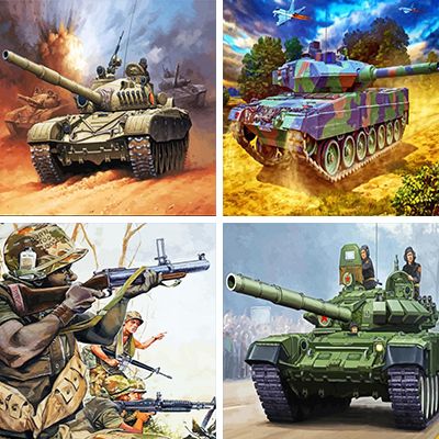 Military soldiers painting by numbers