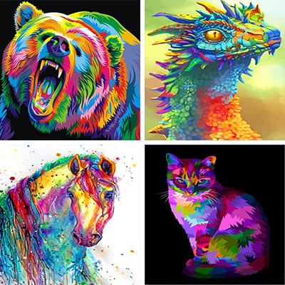 rainbow animal painting by numbers