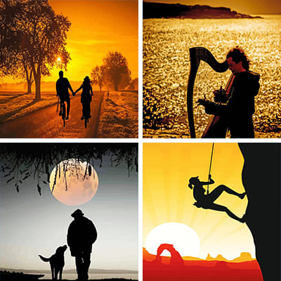 Silhouettes painting by numbers