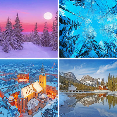 Winter painting by numbers