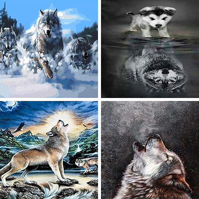 wolves painting by numbers