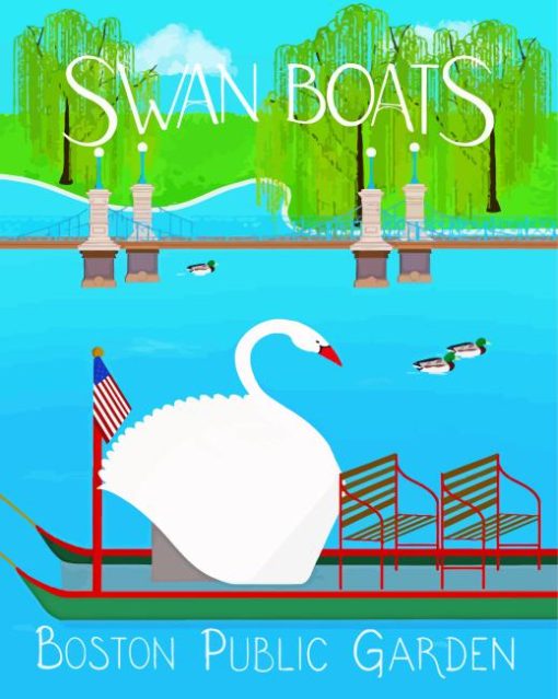 Swan Boats Poster Paint By Numbers