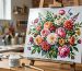 Acrylic gloss gel medium for paint by numbers with finished glossy painting on easel